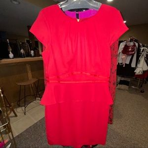 Musette red dress w/ peplum skirt zips in back 12